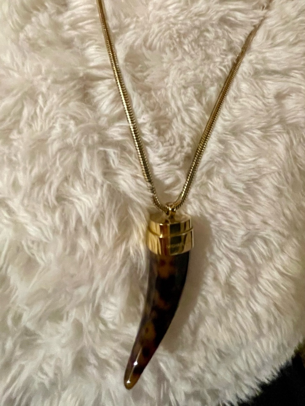Michael Kors Gold and Tortoiseshell Horn Pendant Necklace